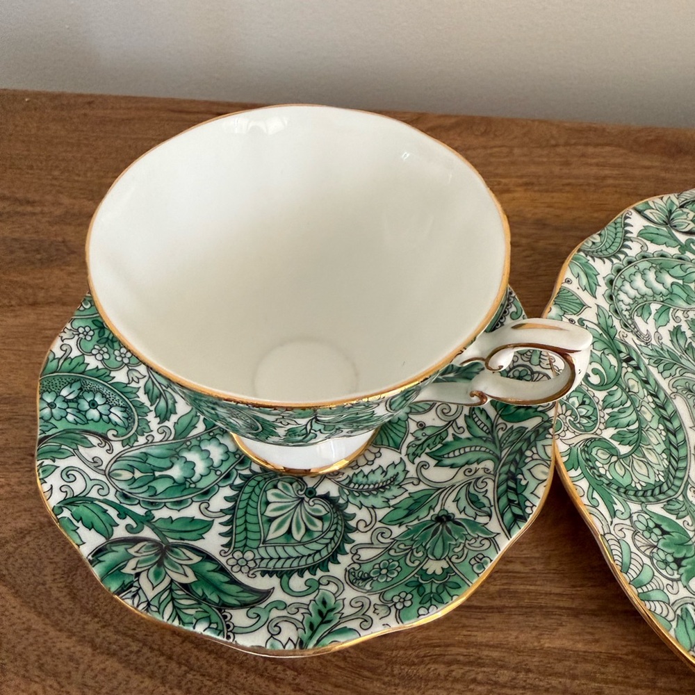 Royal standard fine China green paisley. Vintage mid 20th century. - Picture 3 of 8